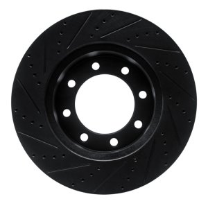Ford F-250 Super Duty Brake Rotor (1) - Front Right - R1 Concepts - Drilled & Slotted - Black - `12-`25